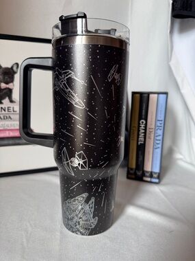34HD Movie Tumbler Insulated Travel Tumbler - Black Galactic Design - w/ straw